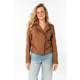 Mauritius Lederjacke "MWAmita OT", Damen, Gr. L, braun (cognac), Obermaterial: 100% Schafsleder. Futter: 100% Baumwolle. Ärmelfutter: 100% Polyester, unifarben, figurbetont taillenlang, Jacken, mit asymmetrischem Reißverschluss