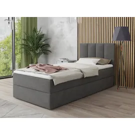 Sofnet Boxspringbett Star Mini Bonell-Matratze - Topper Bettkästen, Jugendzimmer, - 100 x 200 - Dunkelgrau, Textil, H3, Rechteckig, 100x200 cm, Schlafzimmer, Betten, Boxspringbetten