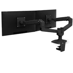 Ergotron LX Dual Monitorarm für zwei Monitore bis 68,58 cm 27 Zoll nebeneinander Tischhalterung schwarzmatt