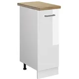 Vicco Apothekerschrank R-Line, Weiß Hochglanz, 30 cm, AP Eiche, zur freien Kombination innerhalb modularer Küchensysteme