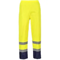 PORTWEST Warnschutz PVC-Regenhose H444" Kontrast Warnschutz-Regenhose, Größe: M, Farbe: Gelb/Marine,