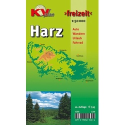 Harz (Gesamtharz-Karte), KVplan, Wanderkarte/Harzklub-Wanderwege/Freizeitkarte/Radkarte, 1:50.000