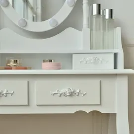 Home Deluxe ROSY - Weiß: - 149 x 71 x 40 cm, 10 LED ́s wählbar zwischen 3 Lichtfarben, steuerbar über Touchbutton I Kosmetiktisch - UP Tisch