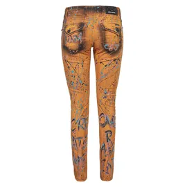 Cipo & Baxx "Jeans", Damen, Gr. 28, Länge 34, orange, 63% Baumwolle, 34% Polyester, 3% Elasthan, unifarben, slim fit lang, Jeans Slim-fit-Jeans, Im 5-Pocket-Style, WD445