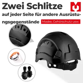 mustbau Sicherheitshelm-Set - Schutzhelm mit Schutzbrille, Verstellbarer Kopfriemen von 53 bis 63 cm