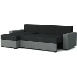 Fun Möbel Ecksofa Schlafsofa Sofa HEDVIG Kunstleder/Stoff Weiß- Schwarz Ottomane Links