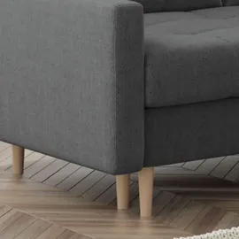 möbel punkt Ecksofa OSLO Webstoff Grau mit Bett Bettkasten Sofa Schlafsofa Ottomane universell Links oder Rechts