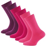 Ewers Socken 6er Pack - Basic, Baumwolle, einfarbig Pink/Lila 39-42