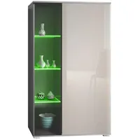 Vladon Vitrine, Sand, 71.5x134x35 cm, Wohnzimmer, Wohnwände, Vitrinenschränke