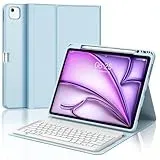 IVEOPPE Tastatur für iPad Air 13 2024 (M2), Hülle mit Tastatur für iPad Air 13", Magnetisch Abnehmbare Bluetooth QWERTZ Tastatur für iPad Air 13 Zoll (M2) 2024, Babyblau