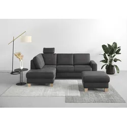 Ecksofa HOME AFFAIRE "Summer L-Form", grau, B:236cm H:91cm T:170cm, 100% Polyester, Sofas, mit Ottomane, wahlweise mit Bettfunktion und Bettkasten, Cord-Bezug