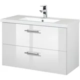 WELLTIME Waschtisch WELLTIME "Trento, verschiedene Ausführungen und Farben", weiß (weiß, weiß hochglanz, weiß), B:81cm H:54cm T:36cm, Waschtische, Waschtisch, Breite 80 cm, Tiefe 36 cm, SlimLine, Waschplatz