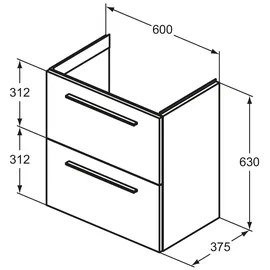 Ideal Standard Waschtischunterschrank 2 Auszüge 60 x 37,5 x 63 cm Beige