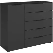 LeGer Home by Lena Gercke Kommode SERINA 120 x 100 x 42 cm Schwarz / Schwarz Mattglas