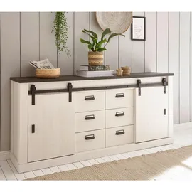 furn.design Sideboard 201 x 91 x 43 cm Weiß / Anthrazit