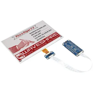 Waveshare 7,5 Zoll E-Paper Display Modul für Raspberry Pi Pico, 800×480, rot/schwarz/weiß