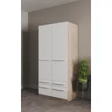 Kleiderschrank PRIESS "Schrank Garderobe Wäscheschrank Barcelona in 5 Breiten", weiß (struktureichefarben hell, weiß), B:94cm H:193cm T:54cm, Holzwerkstoff, Schränke, Kleiderschrank, viel Stauraum, geräumige Schubkästen, mit Spiegel, MADE IN GERMANY