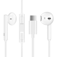 USB-Kopfhörer Typ C, In-Ear Stereo-Sound mit Mikrofon und Lautstärkeregler, für Huawei P40/P30/Mate 40/30, iPad Pro 2018/2020, Samsung, Google Pixel, OnePlus und mehr, Weiß