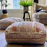 Böhmischer Bodenkissen - Mischung aus Reiner Wolle und Baumwolle - Füllstoff Nicht im Lieferumfang enthalten - 60x20cm - Puff Ottomane Handarbeits-Patchwork mit Handarbeit Pouf Pouffe