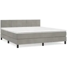 vidaXL Boxspringbett mit Matratze Hellgrau 180x200 cm Samt