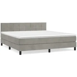 vidaXL Boxspringbett mit Matratze Hellgrau 180x200 cm Samt