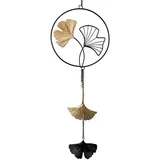 formano Deko Fensterhänger Girlande Ginko 60 cm Metall Mobile Fenster Dekoration Schwarzgold Ginkgo Blatt Motiv | Geschenkidee Hängedeko Wohnaccessoire