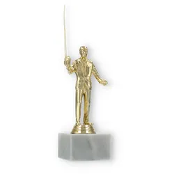 Pokal Kunststofffigur Baitcaster gold auf weißem Marmorsockel 27,0cm
