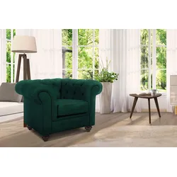 Sessel HOME AFFAIRE "Duc Chesterfield", grün, B:105cm H:74cm T:89cm, Samtoptik (100% Polyester), Samtoptik (100% Polyester), Luxus-Microfaser Lederoptik (100% Polyester), Sessel, hochwertige Knopfheftung im Rücken, Samtoptik mit changierender Optik