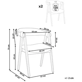 Beliani Esszimmerstuhl 2er Set Beige