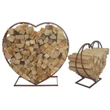 Lex Brennholzregal Metall 0,74 m 2er Set Rost-Optik