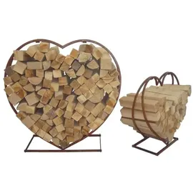 Lex Brennholzregal Metall 0,74 m 2er Set Rost-Optik