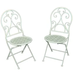 2er Set Klappstuhl Gartenstuhl Metallstuhl Stuhl klappbar Weiß Eisen