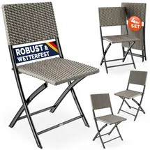 CASARIA Polyrattan Klappstuhl 43 x 43 x 81 cm beige/weiß 4 St.