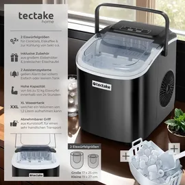 Tectake Eiswürfelmaschine Arctic 1,2 l Wassertank, 2 Eiswürfelgrößen