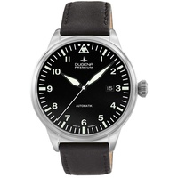 Dugena Herren Automatik-Armbanduhr, Saphirglas, Uhrwerk mit 24 Steinen, Kappa 7 Airtrip, Schwarz/Silber, 7000306