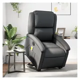 vidaXL Massagesessel mit Aufstehhilfe Leder 86,5 x 99,5 x 86,5 cm Schwarz elektrisch