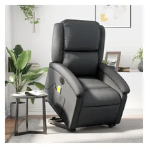 vidaXL Massagesessel mit Aufstehhilfe Leder 86,5 x 99,5 x 86,5 cm Schwarz elektrisch