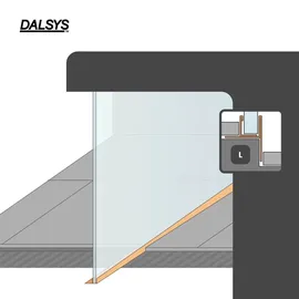 Dalsys Gefällekeil Dusche 148cm, Höhe 19mm, Links Silber U-Profil zur Glasaufnahme für ebenerdige Dusche, aus korrosionsbeständigem V2A Edelstahl - Silber