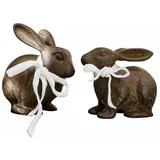 Loberon Deko-Hase 2er Set Hennes, Zwei Größen, handgefertigt, rustikal & zeitlos, Tierfiguren, Ostern, Osterhase, Osterdekoration, Gusseisen, braun