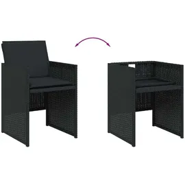vidaXL 5-tlg. Garten-Essgruppe mit Kissen Schwarz Poly Rattan