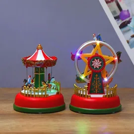 flammkraft Mini Weihnachts-Spieluhr Leuchtendes Musikkarussell Riesenrad
