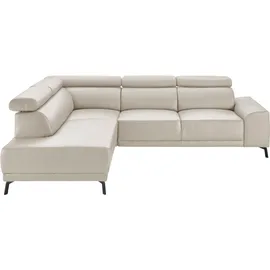 Candy Ecksofa 3C CANDY "Greve modern und bequem, inkl. manueller Kopfteilverstellung, L-Form", weiß, B:249cm H:79cm T:209cm, 100% Leder, Sofas, Ecksofa, wahlweise mit motorischem Sitzvorzug
