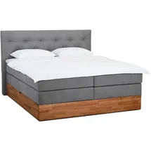 Belanoti Boxspringbett Hellgrau Textil, Echtholz,Eiche, 7-Zonen 180x200 cm, Schlafzimmer, Betten, Boxspringbetten