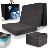 Beautissu Premium XL Klappmatratze 90x200cm Gästebett faltbar inkl. Husse – extra dick 14cm Visco-Matratze optimaler Härtegrad H3 hoher Schlafkomfort – waschbar Gästematratze klappbar – Anthrazit