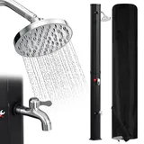 Herrselsam Solardusche 35 Liter inkl. Schutzhaube,Solar Gartendusche Pooldusche Regendusche Außendusche Pooldusche Garten Brause warmes Wasser