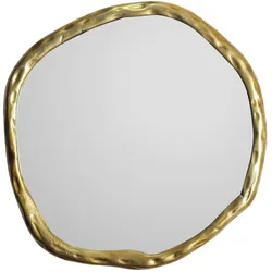 KADIMA DESIGN Wandspiegel Asymmetrisch 60x60 cm Metall Design Hängespiegel Gold, Aluminium Dekospiegel Unförmig mit Rahmen, Spiegel Wand Groß, Flurspiegel