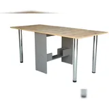 RODNIK Esstisch ausklappbar Klapptisch Büro Tisch klappbar Holznachbildung Eiche Grau