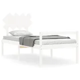 Seniorenbett mit Kopfteil Weiß Massivholz - Weiß