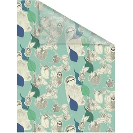 Lichtblick Fensterfolie selbstklebend, Sichtschutz, Sloths on turquoise - Grün B/L: ca. 100x100 cm
