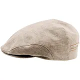 Sterkowski Derby Flatcap | 100% Leinen Schiebermütze Herren Sommer Flat Cap Der Große Gatsby Sonnenhut Herren Kappe Herren Schirmmütze Herren Mütze Kappen Herren 55 cm Beige - 55